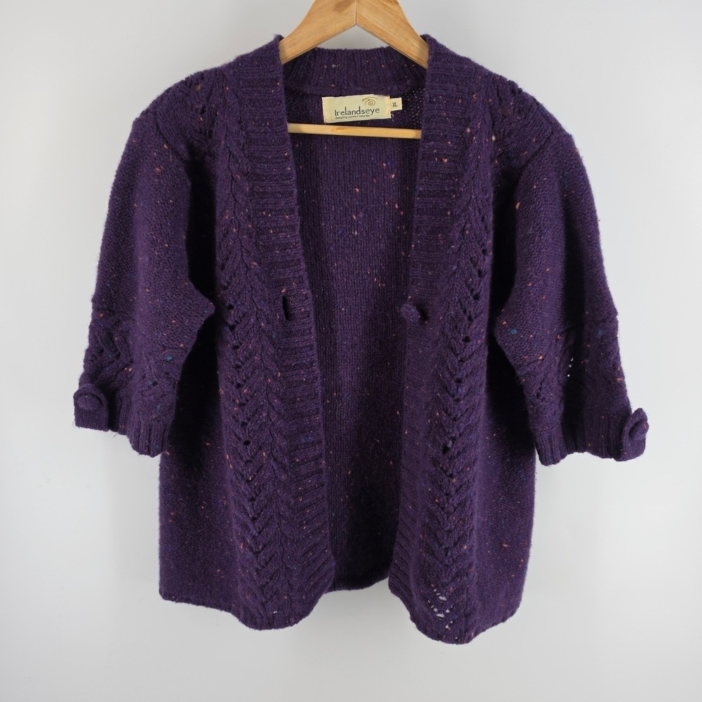 IrelandsEye Purple Open-Front Knit Cardigan
